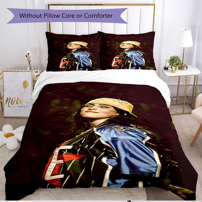 3pcs Duvet Cover Set (1*Duvet Cover + 2*Pillowcase, Without Core), Billie Eilish Print Soft All‑Season Bedding Set, Home Bedroom Decor Gift