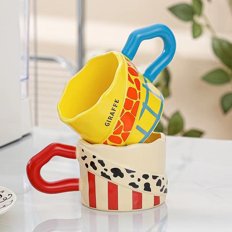 Creative Animal Texture Mug High Value Coffee Cup Design Sense Niche Ceramic Home Couple Water Cup Gift