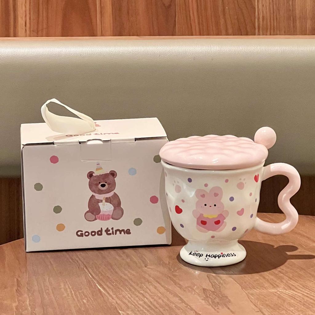 Подарок на день рождения Милая кружка с щенком в горошек Девочка Высокомерный кролик Керамическая чашка для питья Сувенир для лучшего друга