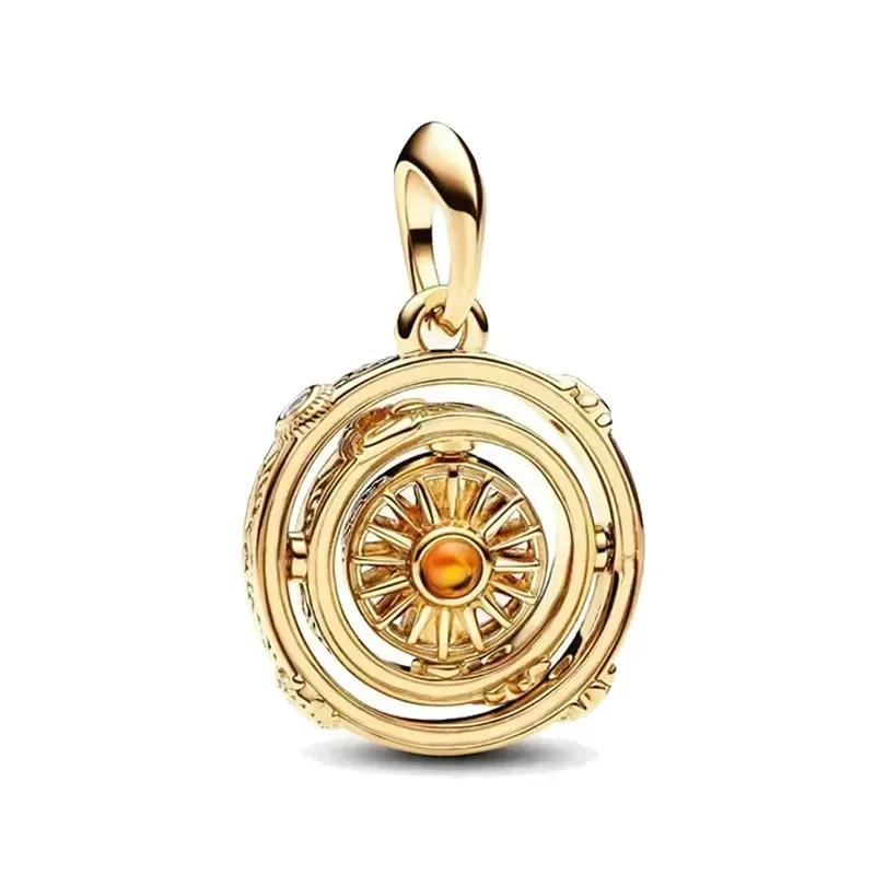 Роскошный золотой цвет серии S925, стерлинговое серебро, классический блестящий кулон «Древо жизни», подходит для оригинального браслета, подарок «сделай сам»