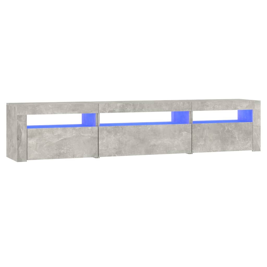 TV Stand with LED Lights Concrete Grey 195 x 35 x 40 cm