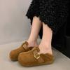 Retro Two-wear Birkenstocks Women's Winter Velvet Big Head Ugly Cute Warm Cotton Shoes 2025 New Inner Height-increasing Loafers