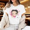 Винтажная ретро футболка с графическим принтом Betty Boop в мультяшном стиле, женская, с коротким рукавом, для фанатов Betty Boop, повседневная