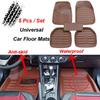 5 шт. автомобильные коврики, водонепроницаемые кожаные коврики из ПВХ, универсальный передний и задний коврик с подкладкой, кожаный ковер, подходящий для сиденья водителя и пассажира