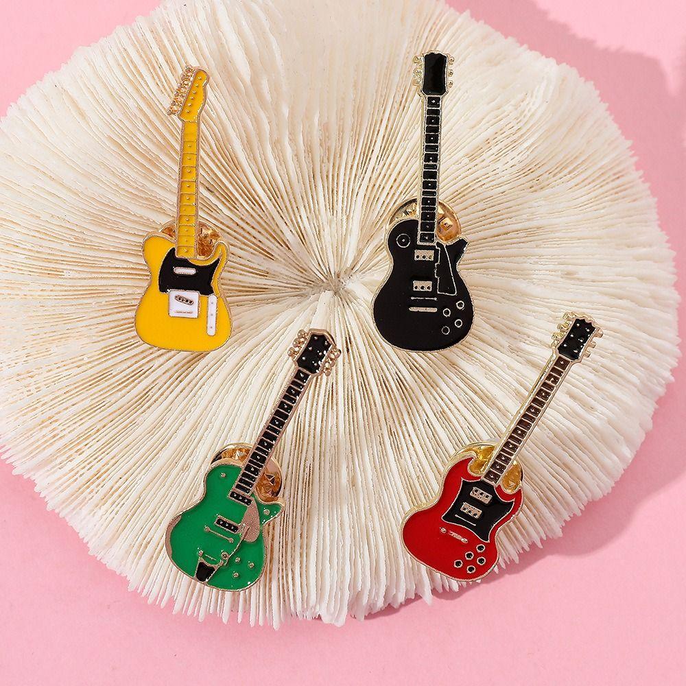 Брошь-гитара в стиле рок-группы, забавные эмалевые значки-гитары, аксессуары для одежды, значок на лацкан в виде гитары, воротник
