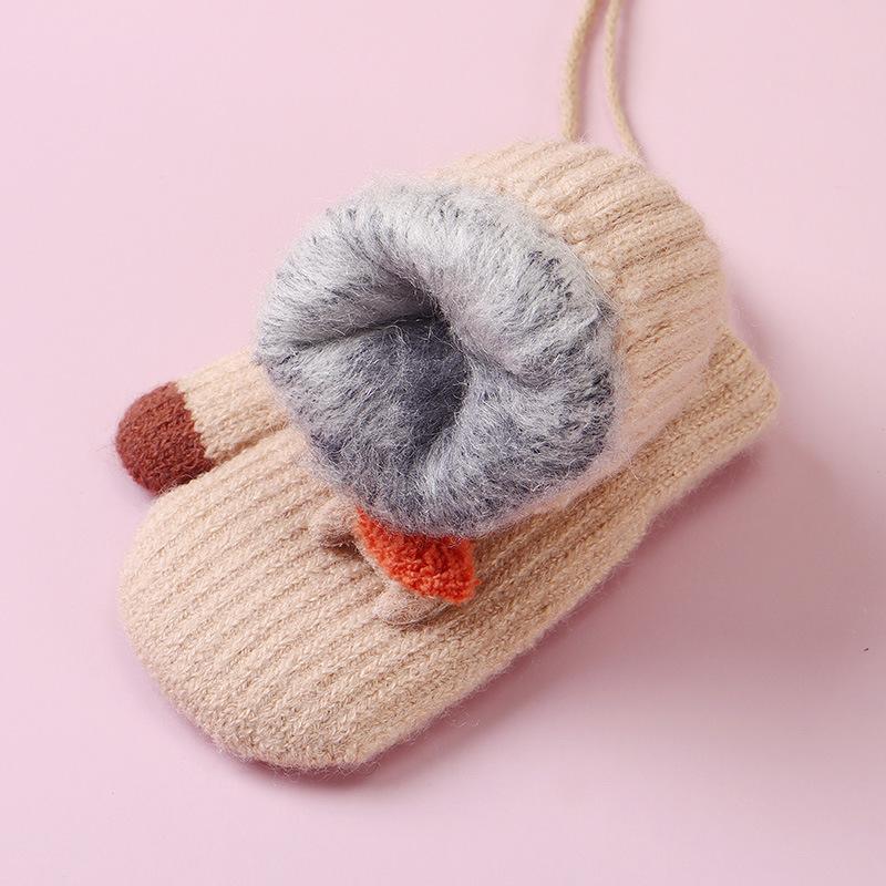 Warm Cartoon Children Gloves Fleece Coldproof Kids Full Fingers Gloves Warm Knitted
