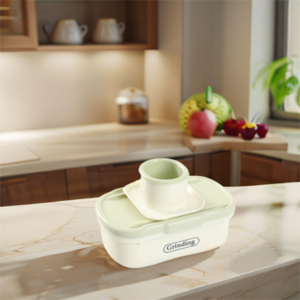 Manual Garlic Grinder 2 in 1 Plastic Ginger Grinding Grater with Hand Guard Mini Garlic Planer Baby Complementary Food
