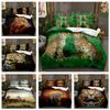 Fashion 3D Animal Bedding Set Gold Leopard Down Duvet Cover AU140 * 210 Full Size Bed Cover Fierce Beast Print with Zipper Soft Quilt Cover