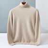 Кашемировая рубашка мужская с высоким воротником, средней и толстой вязки, теплый молодежный однотонный свитер