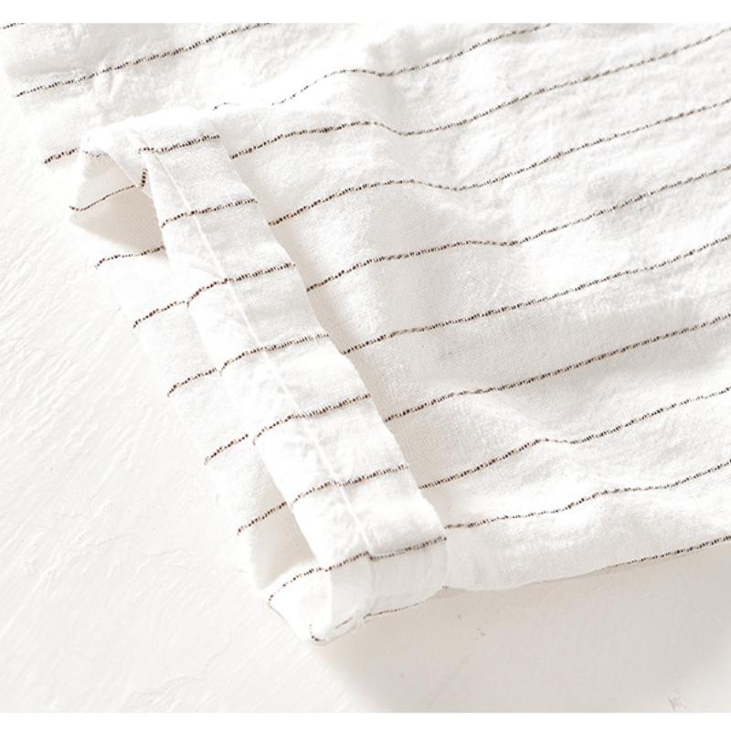 Летние хлопковые льняные мужские брюки, узкие брюки с эластичной талией и завязками на шнурке, повседневные дышащие модные полосатые мужские брюки