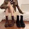 Vintage Frosted Leather Zipper Autumn Medium Tube Round Head European Station Fashion Martin Boots