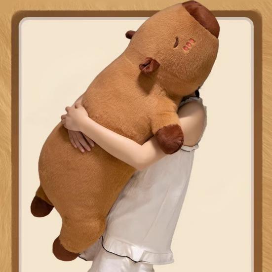 Плюшевая игрушка Мультяшное животное Капибара Форма Подушка с набивкой из ПП хлопка Обнимательный дизайн Успокаивающая плюшевая кукла