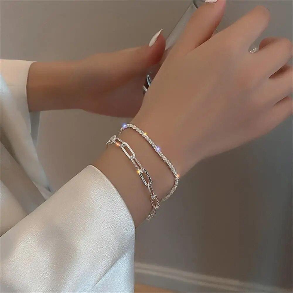 Модный простой блестящий браслет-цепочка из нержавеющей стали для женщин, минималистичный регулируемый браслет-подвеска для свадебной вечеринки, ювелирные изделия, подарки