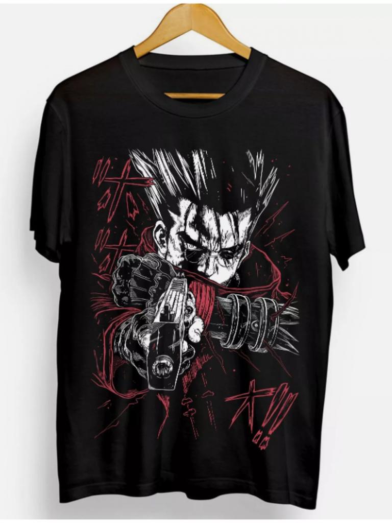 Футболка Trigun Vash The Stampede с принтом Луны 100% Хлопок 220 г/м² Плотная Яркий Манга-принт Обычный крой Футболка с круглым вырезом