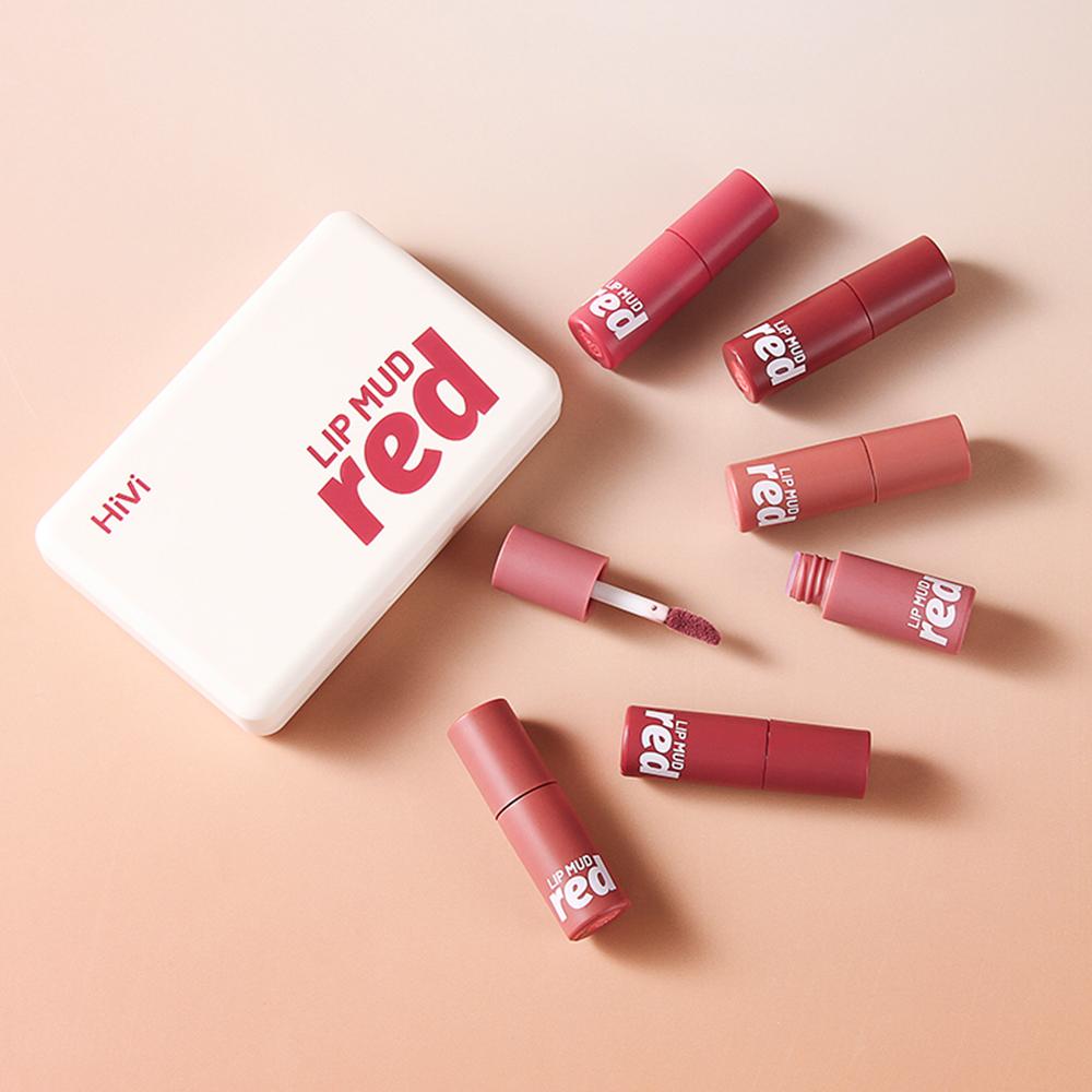 Velvet Mist Matte Lip Tint & Cheek Mud Dual-use Lip Clay Lightweight Soft Lip Mud High Pigmented Long Lasting Lipstick Set Box
