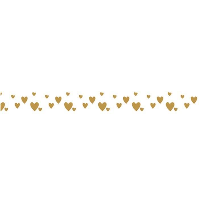 Washi Tape Gold Hearts On White Background - 15 M X 1 Cm