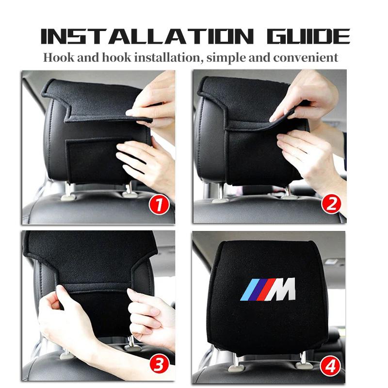 Suede Car Seat Headrest Anti-fouling Cover Protector Covers Auto Decoration Accessories For BMW M F10 F20 F30 F40 F15 F25 F26