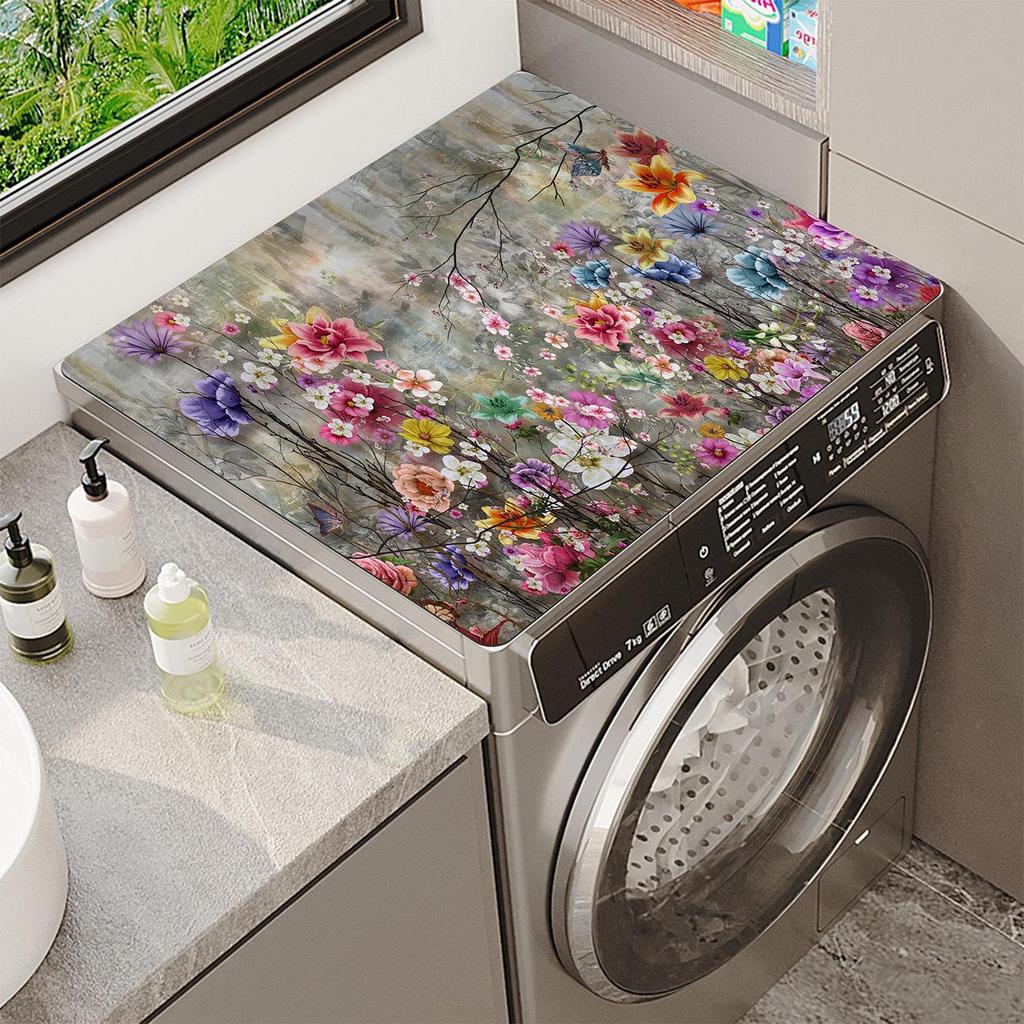 Красочный цветочный пылезащитный коврик для стиральной машины - Нескользящий, простой в уходе и солнцезащитный.