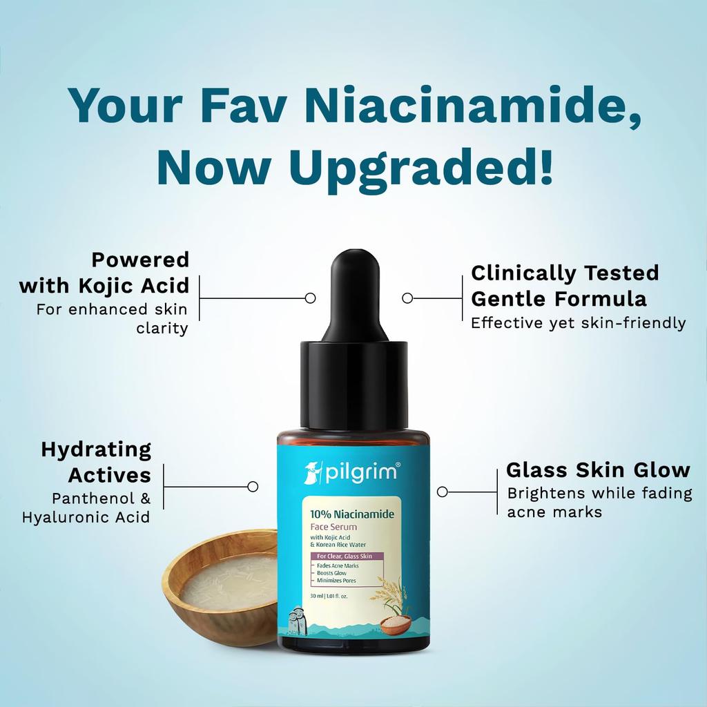 Pilgrim 10% Niacinamide Face Serum, 30ml Each (Pack of 2)