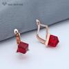 Fashion Elegant Rose Gold Color Square Cube Crystal Drop Earrings For Women Wedding Jewelry Temperament Simple Eardrop