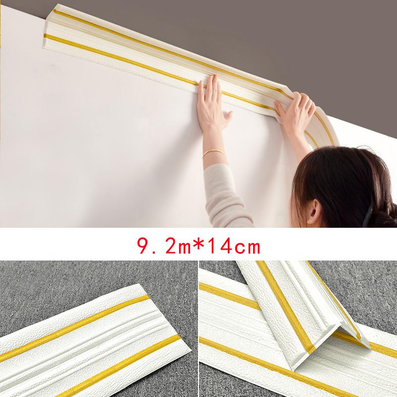 9M 3D Foam Wall Edge Strip Stickers Self-adhesive Corner Waist Line Background Wall Sticker Waterproof Decor Trim Line Skirting
