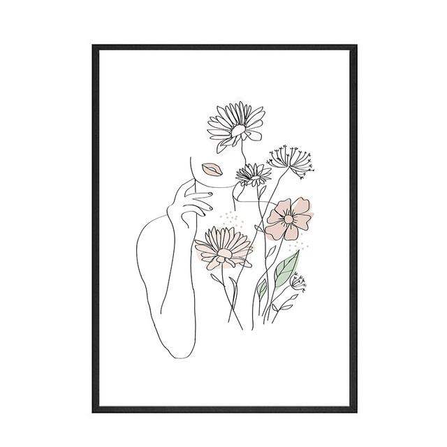 Nordic Style Print Scandinavian Flower Wall Art Painting Line Draw Face Canvas Poster Decor Pictures Minimalist Home Decoration