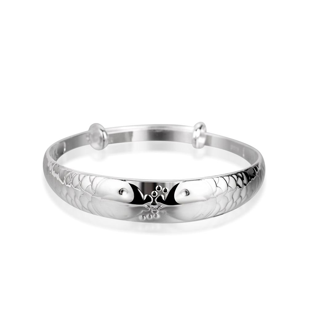 Double Fish Bracelet Classic Fish Bead Bracelet Double Fish Lotus Flower Bracelet White Copper Plated Silver Bracelet