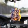 Adorable Acrylic Couple Cat 2d Car Hanging Ornament For Stylish Auto Interior Decor