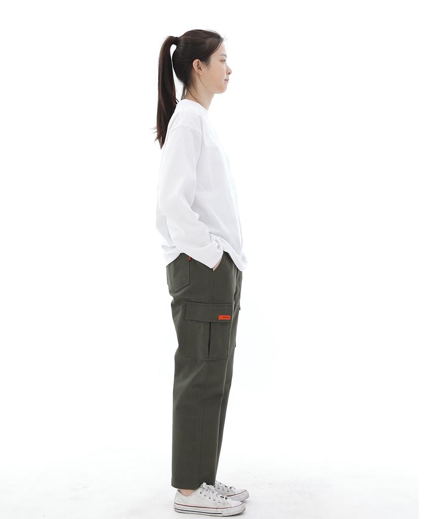 Хлопковые брюки-карго twill Seinteukeulu, полуширокие, цвет хаки, Cs-301C
