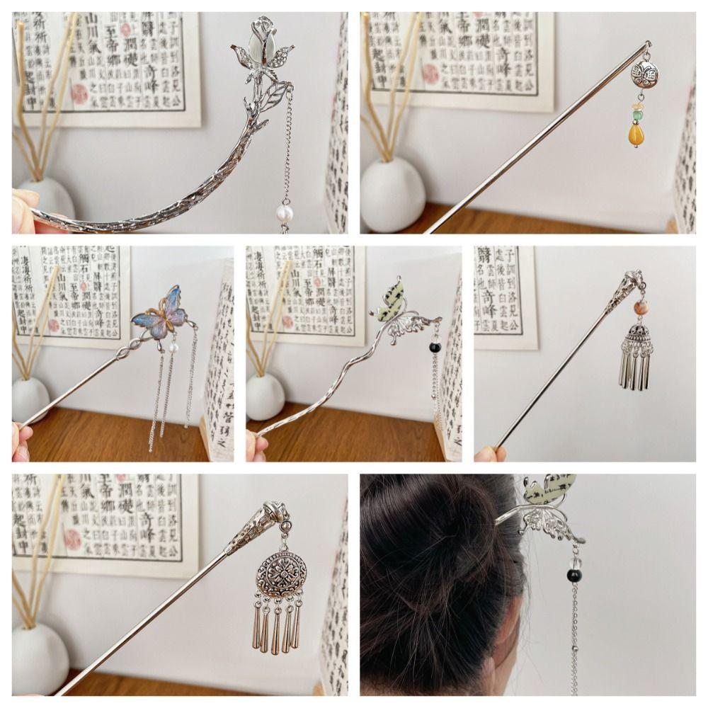 Chinese Style Geometry Hair Clip Tassel Hanfu Hair Stick Vintage Butterfly Hair Stick  Ladies