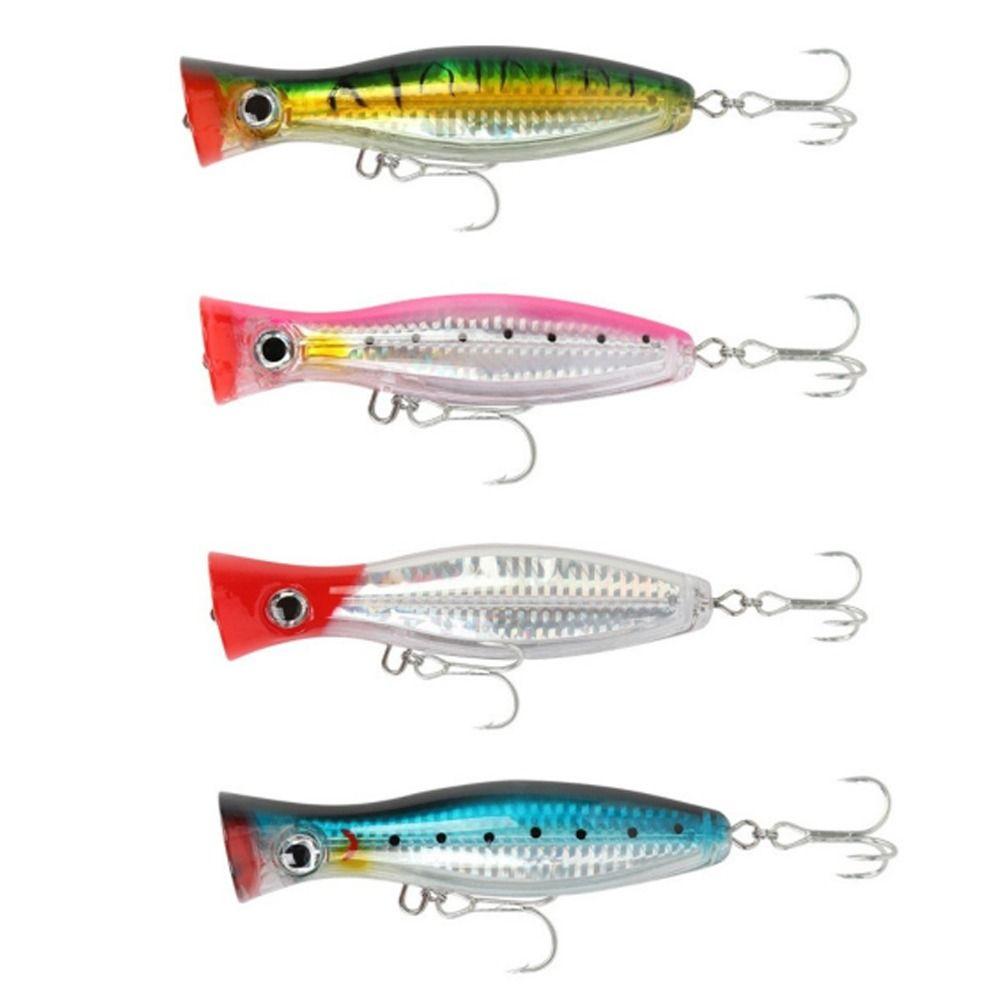 4PCS with 3D Eyes Top Water Popper Lure 12cm 43g Large Popper Seal Lure Freshwater Fishing