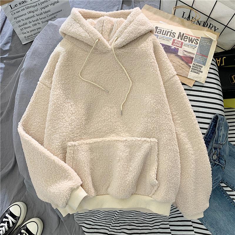 Official picture fleece thickened lamb fleece furry sweater women's autumn and winter thermal hoodie jacket