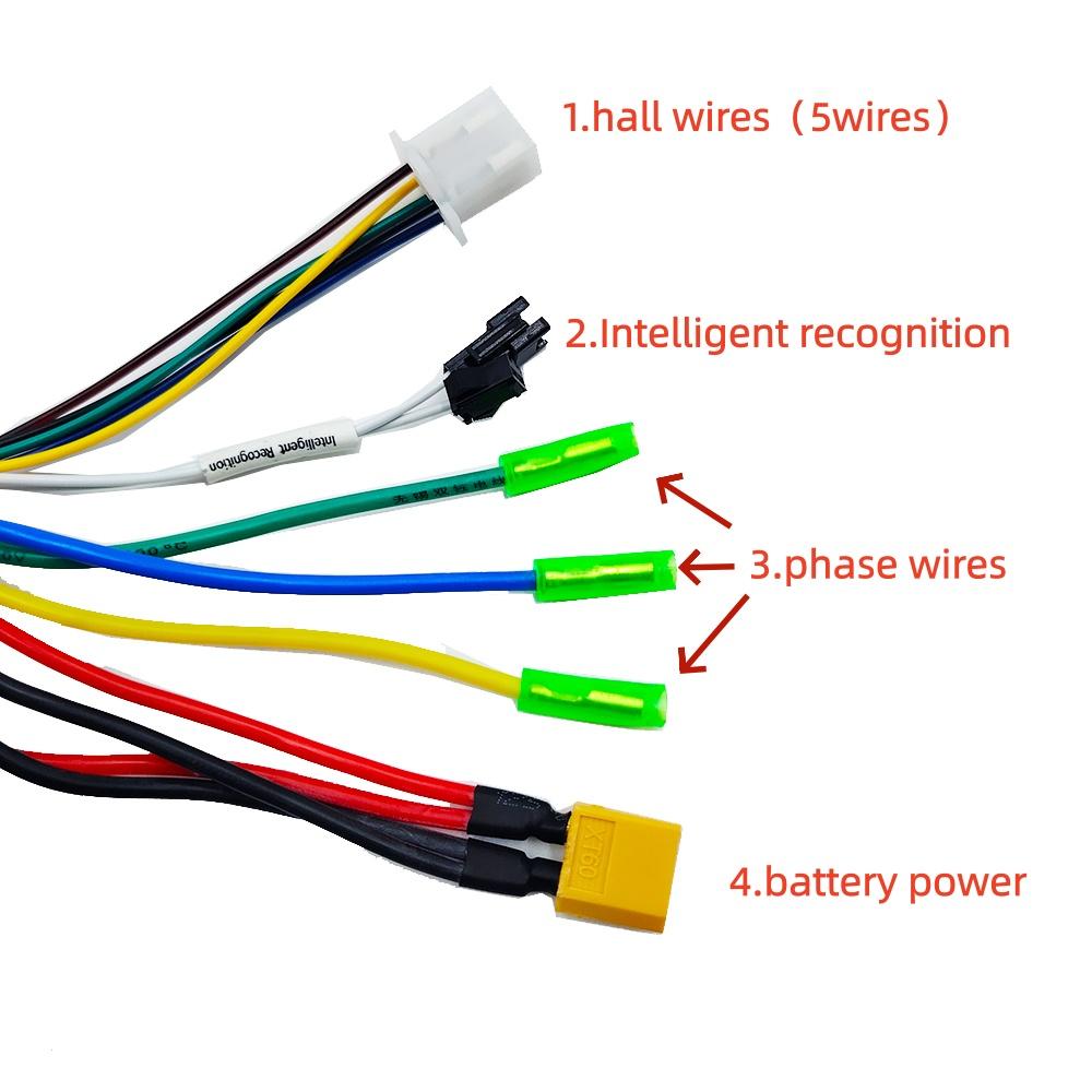 BLDC Controller 36V-60V Sine Wave Dual Drive E-Bike Controller 350W-1000W Three Mode Electric Scooter Accessories