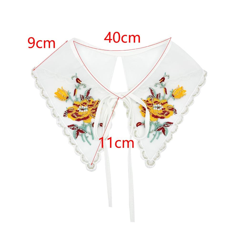 Ethnic Style Women's Lace Collar Colorful Embroidered Beaded Dress Blouse Decor Detachable Shirt