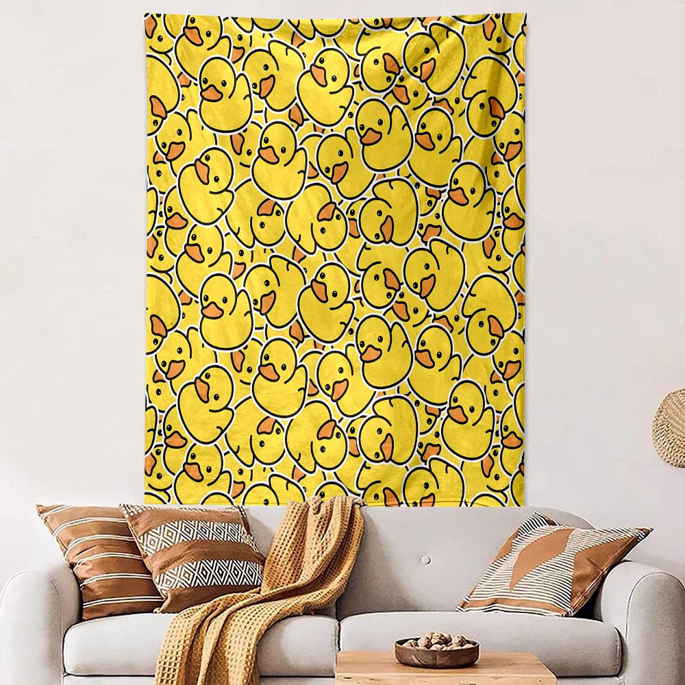 Cute Yellow Rubber Duck Pattern Patterned Tapestry Decorative Wall Hanging, Home Bedroom Living Room Decor