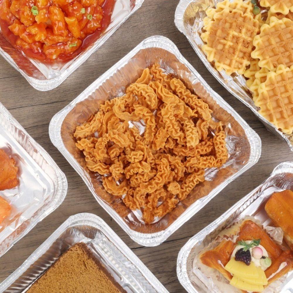 10Pcs Reusable Food Tin Foil Tray 6/7/8 Inch Air Fryer Tray Durable Aluminum Foil Box