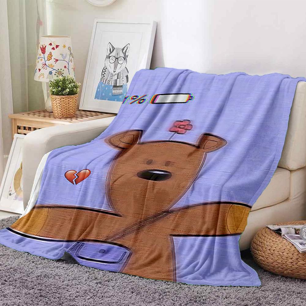 1 шт. г-н. Фланелевое одеяло Bean Bear с HD-печатью, легкое, мягкое, теплое, для всех сезонов, для дивана, кровати, путешествий, кемпинга, можно стирать в машине