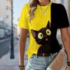 Fashion Women Worried Chubby Cat T Shirt Funny Casual O-neck Short Sleeves T-shirt Summer Female Tee Shirt