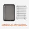 Stainless steel non-stick baking tray with grill 15x 11 inch for roast chicken vegetables Turkey Silver