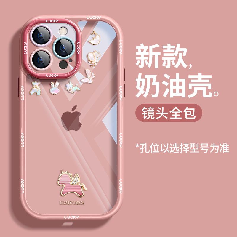 Подходит для чехла на мобильный телефон Apple 15 iphone14 простой бриллиантовый пони 13 прозрачный 17promax противоударный 16 новые модели