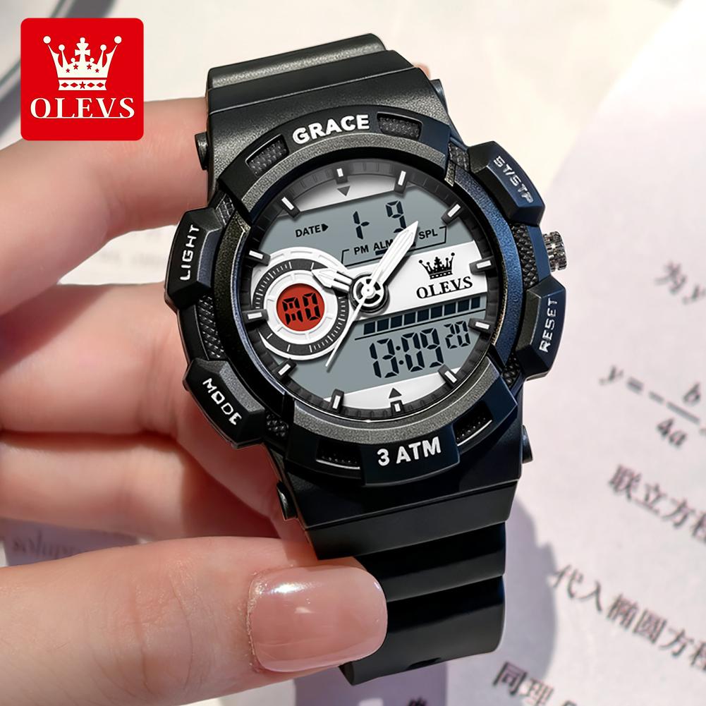 OLEVS New Electronic Quartz Watches Fashion Silicone Strap Unisex Wristwatches Alarm Stopwatch Sports Women's Men's Watches 1121