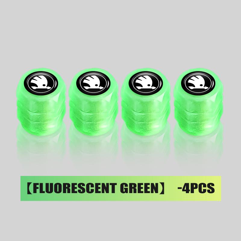 CXUX8 Luminous Tire Valve Caps Dustproof Tyre Valve Stem Fluorescent Night Glowing Car Decor For Skoda octavia a5 a4 mk1 2 fabia