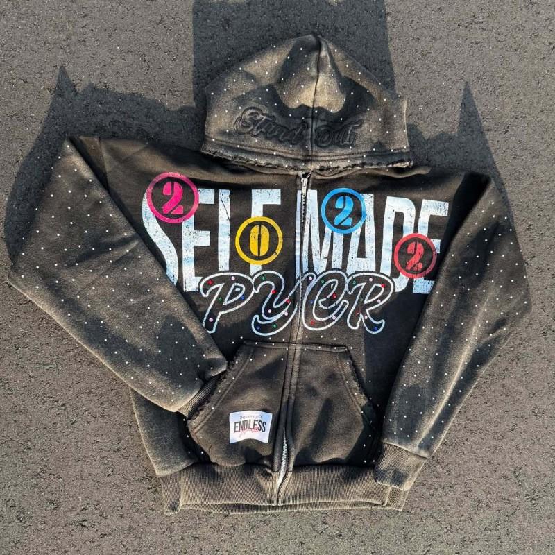 226 Design Streetwear Zip Hoodie 3D Print Loose Fit Women