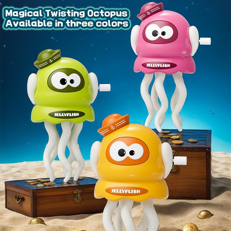 3Pcs Dancing Octopus Toy Crawling Jellyfish Tummy Time Toy Magic Dancing Octopus for 3 4 5 6 Year Old Kids Boy Girls