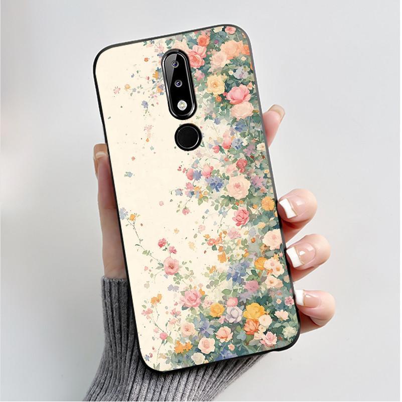 Силиконовый чехол для Nokia X5 X6 5.1 plus 6.1 plus Чехол для телефона Роскошная Мода Бабочки Цветы Мягкий Тонкий Черный Желе Чехол