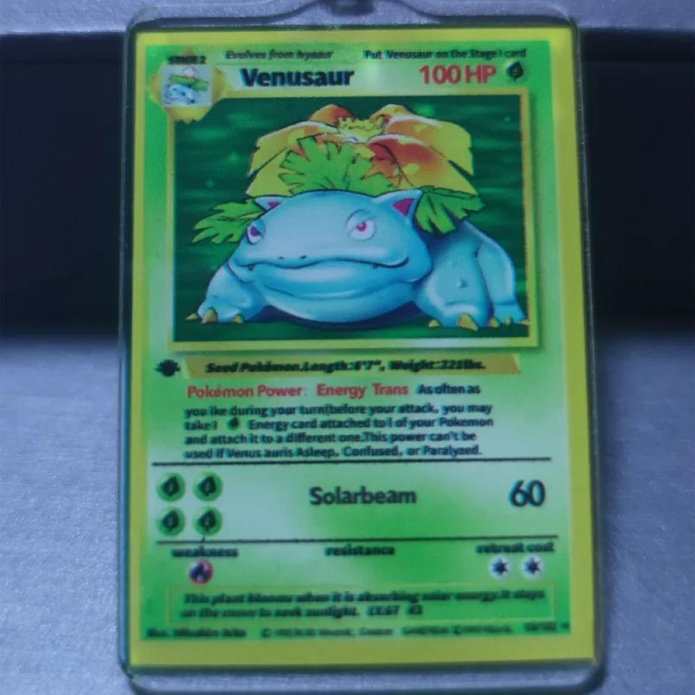 Anime Bulbasaur Mewtwo Charmander Charizard Gyarados Jolteon Cartoon Game Collection Cards Acrylic Card Keychain Pendant