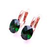 Creative New In Green Zircon Earings Oval Emerald Earrings for Women Classic Simple Wedding Copper Plated Rose Gold Zircon