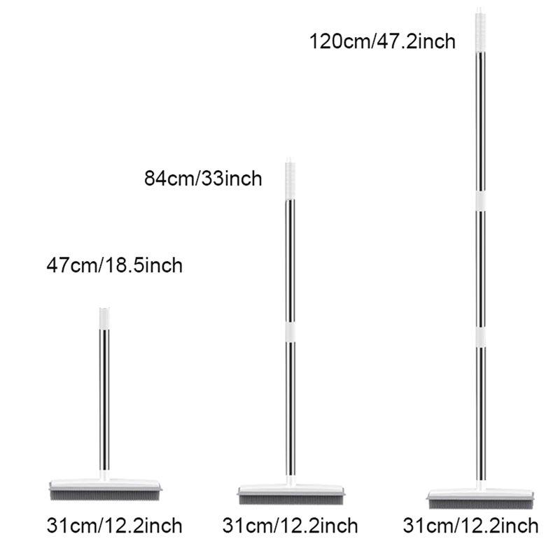 ABMH-No Scratch Broom Carpet Rake With Squeegee Long Handle For Fluff Carpet For Pet Hair Fur Remover On Hardwood Floors