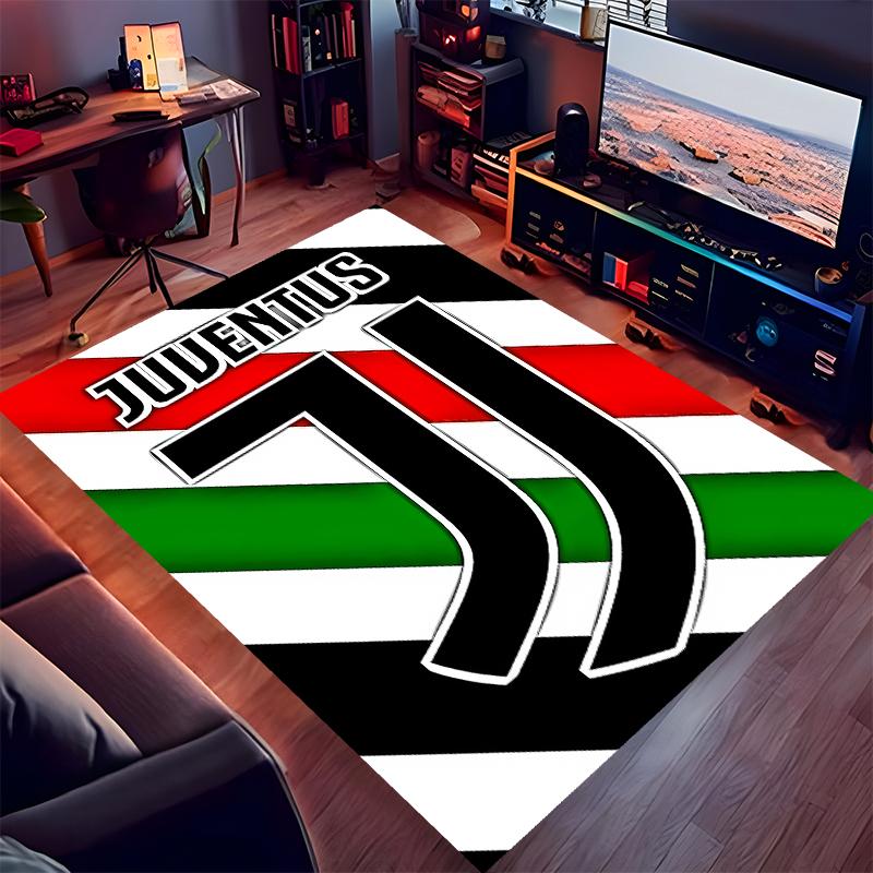 1pc Juventus FC logo Print Area Rug - Soft,Washable Non-Slip Indoor Mat for Office Chairs,Living Room,Home Office Decorative Rug