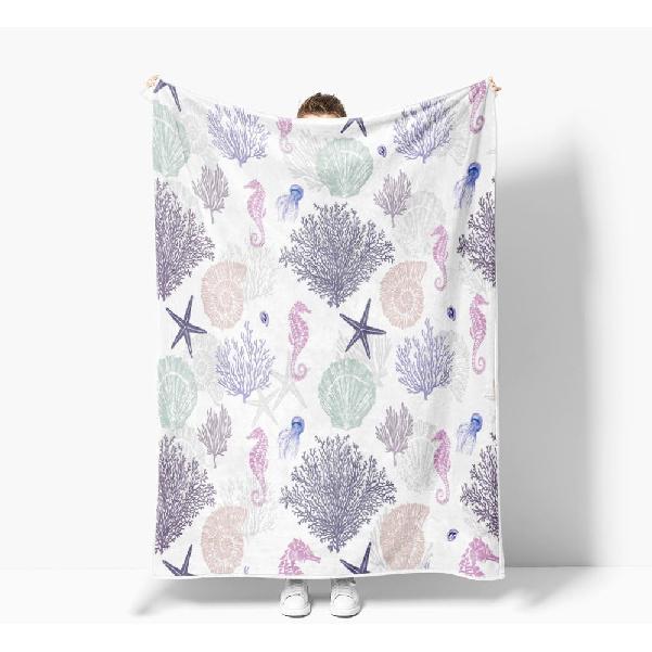 Пляжные одеяла, Морские прибрежные пледы, Одеяла с морскими звездами, ракушками, кораллами, Легкий летний плед, Океанская тематика, Легкий, Мягкий